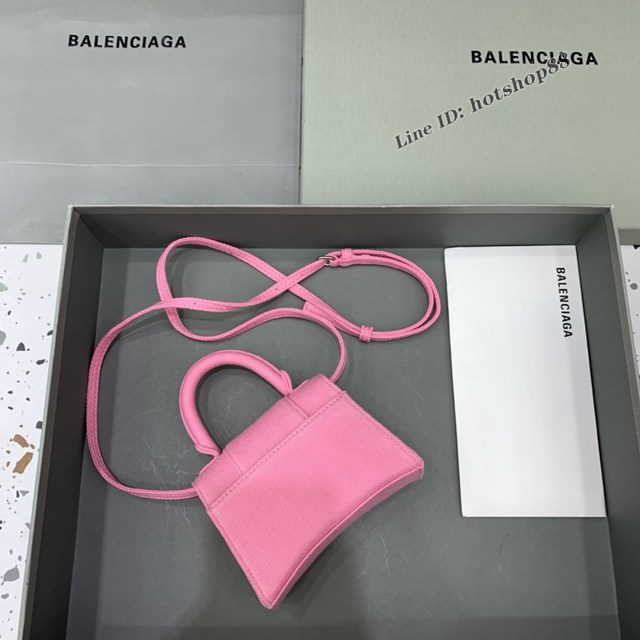 Balenciaga專櫃爆款牛仔粉鏈條沙漏包 巴黎世家mini Hourglass沙漏包 fyj1846